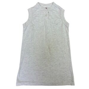 Vtg Southern Athletic Girls Medium Heather Gray Sleeveless Henley Dress S 404G